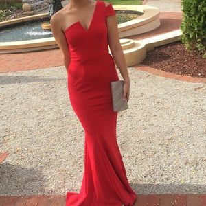 David’s Bridal Betsy Adams Red Gown